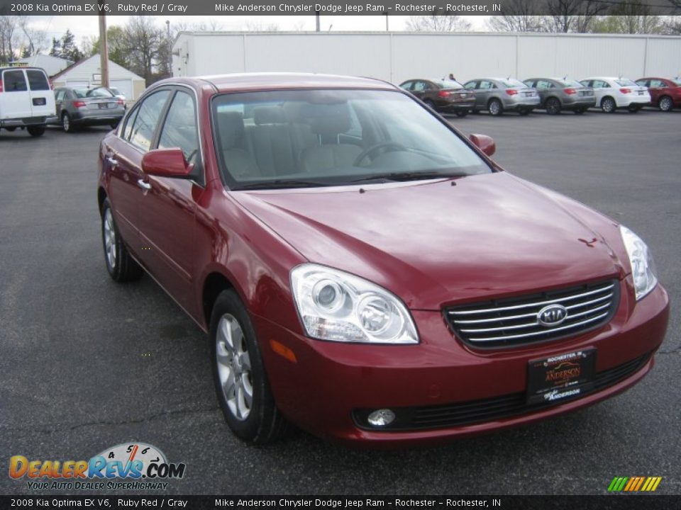 2008 Kia Optima EX V6 Ruby Red / Gray Photo #1