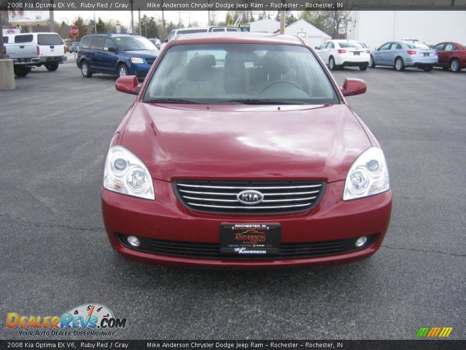 2008 Kia Optima EX V6 Ruby Red / Gray Photo #2