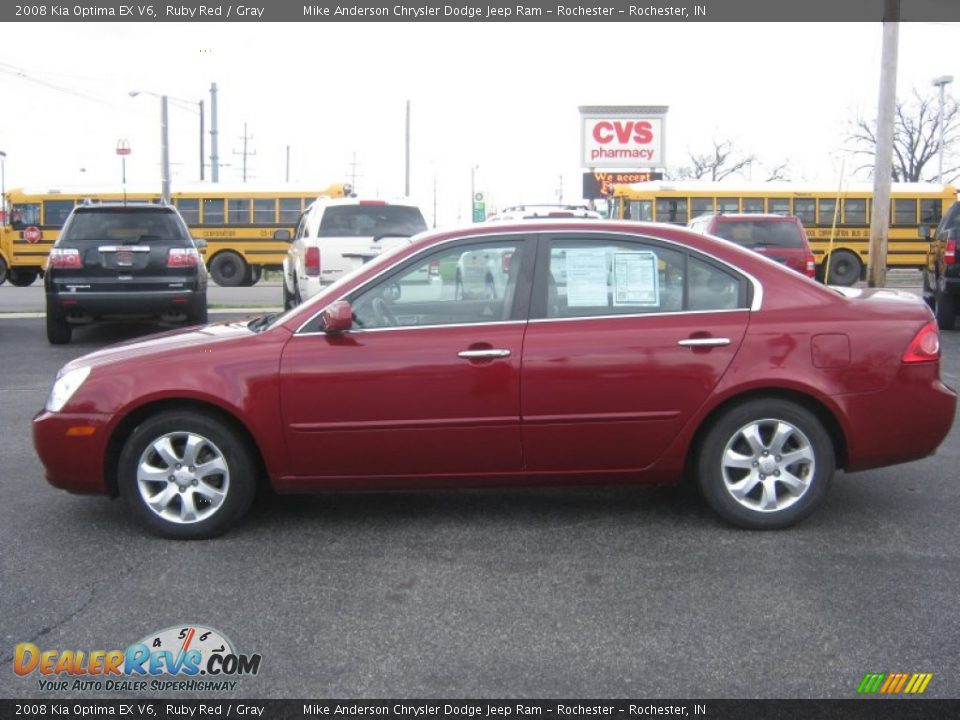 2008 Kia Optima EX V6 Ruby Red / Gray Photo #3