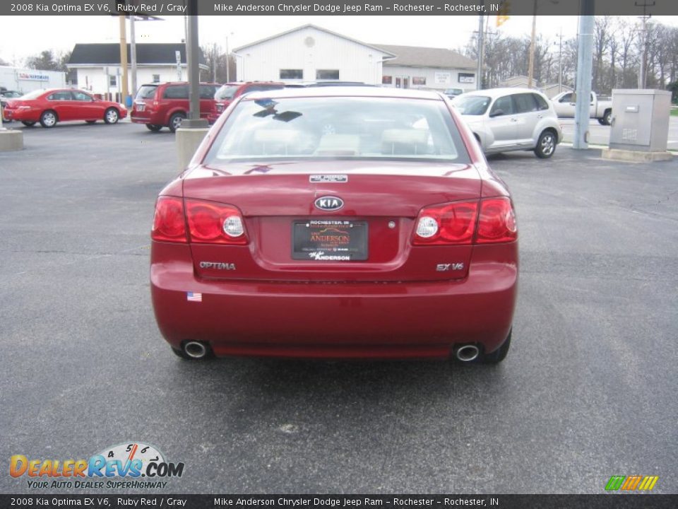 2008 Kia Optima EX V6 Ruby Red / Gray Photo #4