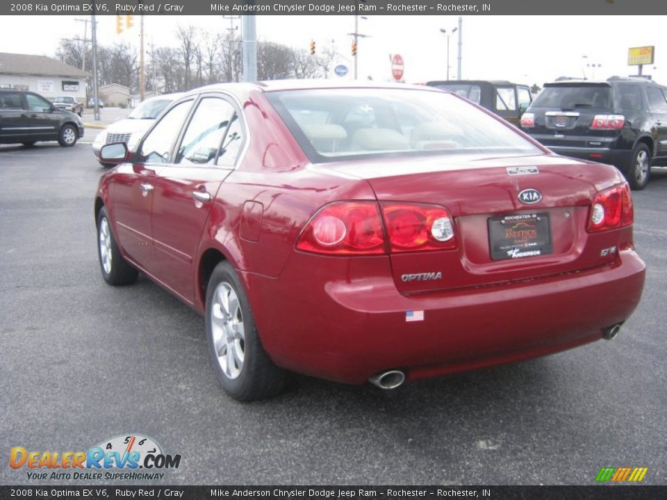 2008 Kia Optima EX V6 Ruby Red / Gray Photo #5