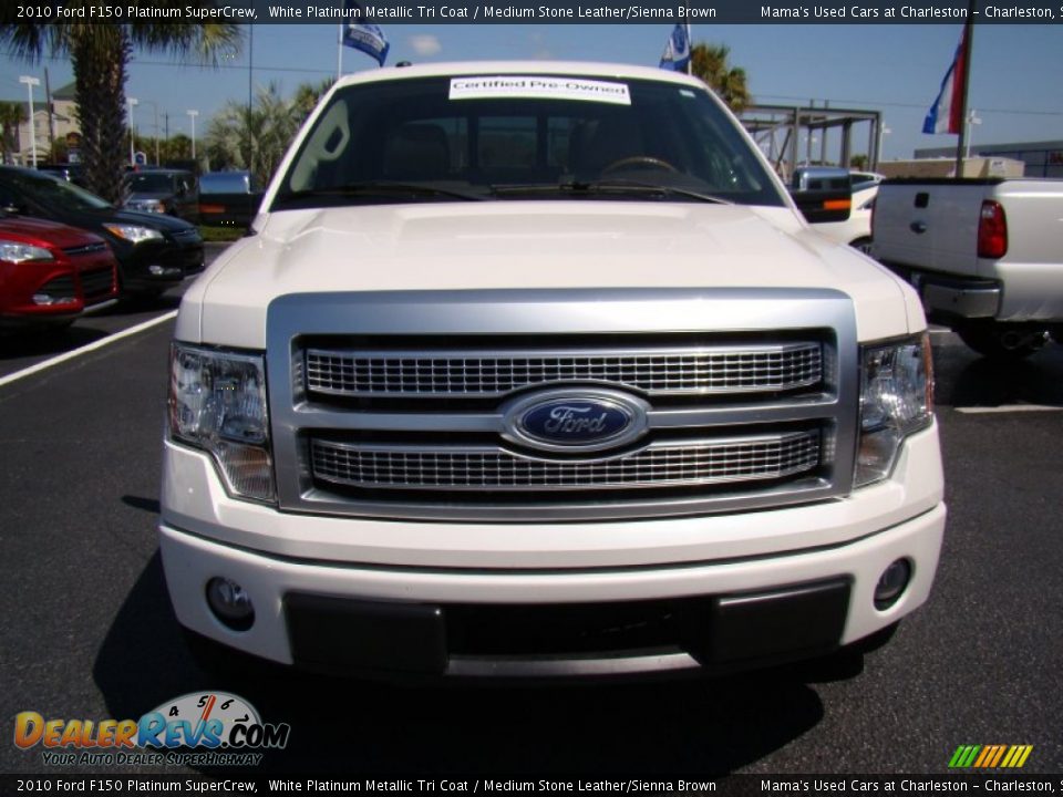 2010 Ford F150 Platinum SuperCrew White Platinum Metallic Tri Coat / Medium Stone Leather/Sienna Brown Photo #3
