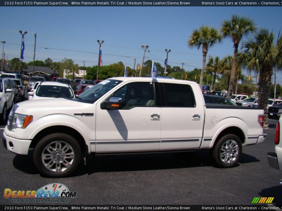 2010 Ford F150 Platinum SuperCrew White Platinum Metallic Tri Coat / Medium Stone Leather/Sienna Brown Photo #5