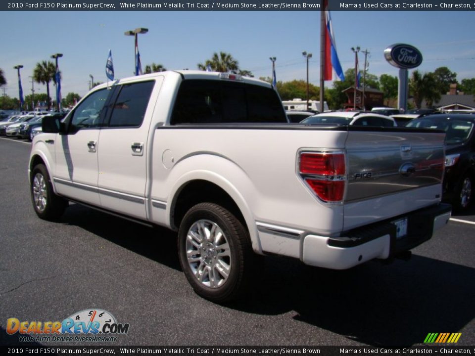 2010 Ford F150 Platinum SuperCrew White Platinum Metallic Tri Coat / Medium Stone Leather/Sienna Brown Photo #6