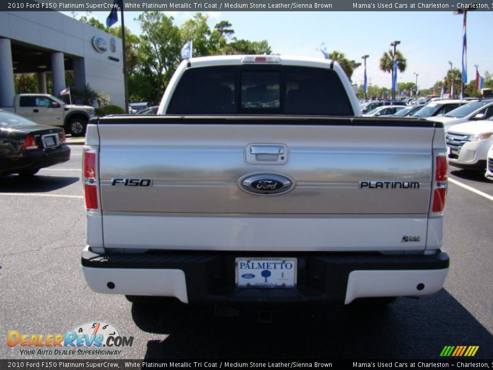 2010 Ford F150 Platinum SuperCrew White Platinum Metallic Tri Coat / Medium Stone Leather/Sienna Brown Photo #7