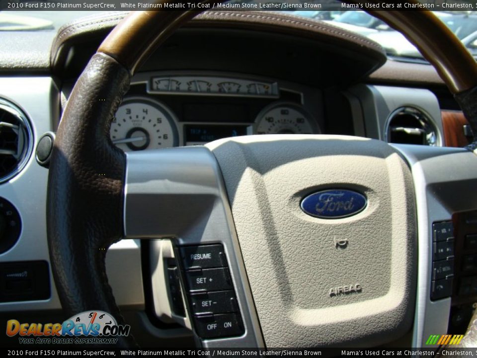 2010 Ford F150 Platinum SuperCrew White Platinum Metallic Tri Coat / Medium Stone Leather/Sienna Brown Photo #25