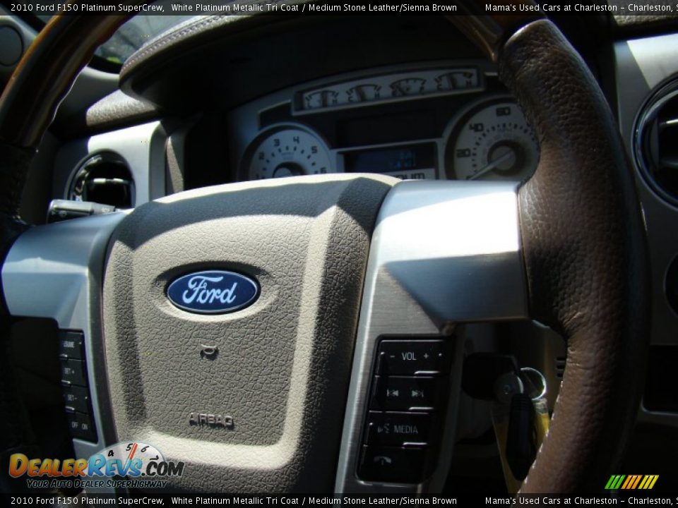 2010 Ford F150 Platinum SuperCrew White Platinum Metallic Tri Coat / Medium Stone Leather/Sienna Brown Photo #26