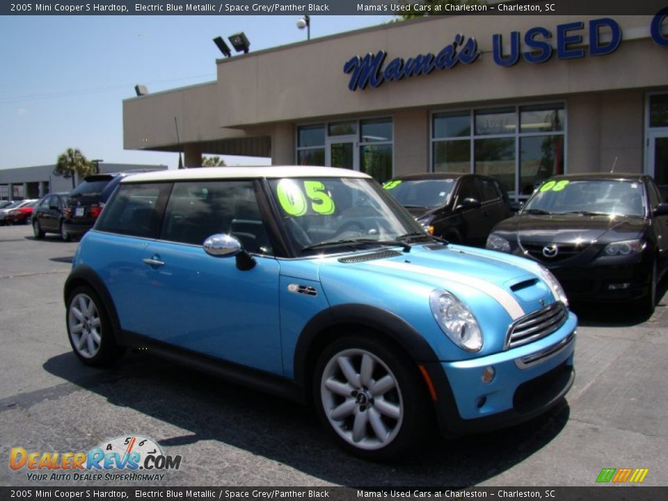 2005 Mini Cooper S Hardtop Electric Blue Metallic / Space Grey/Panther Black Photo #2