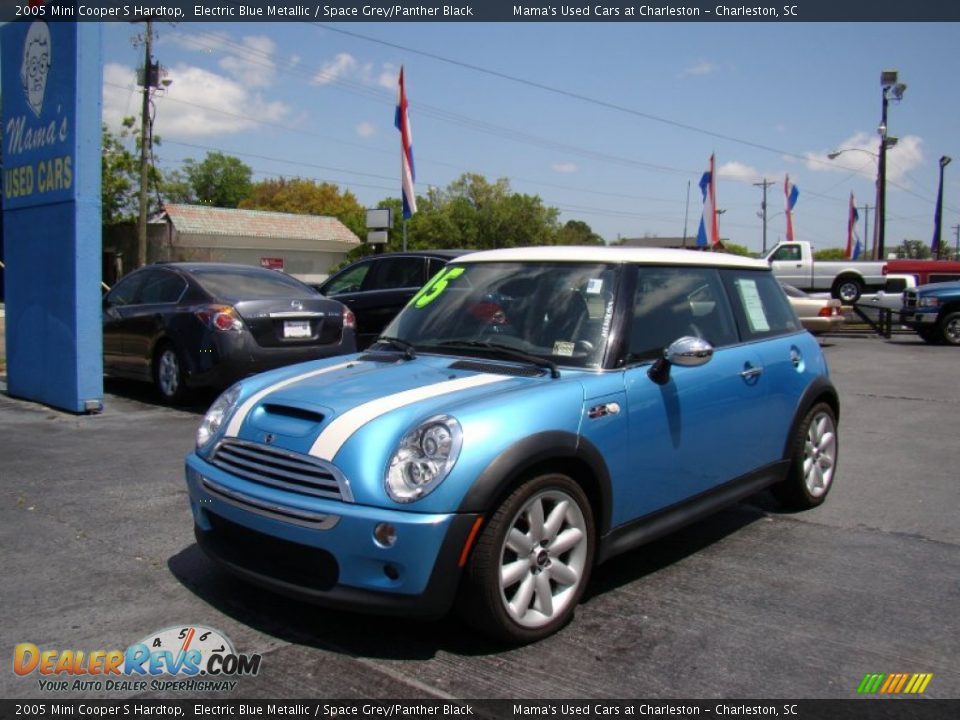 2005 Mini Cooper S Hardtop Electric Blue Metallic / Space Grey/Panther Black Photo #4
