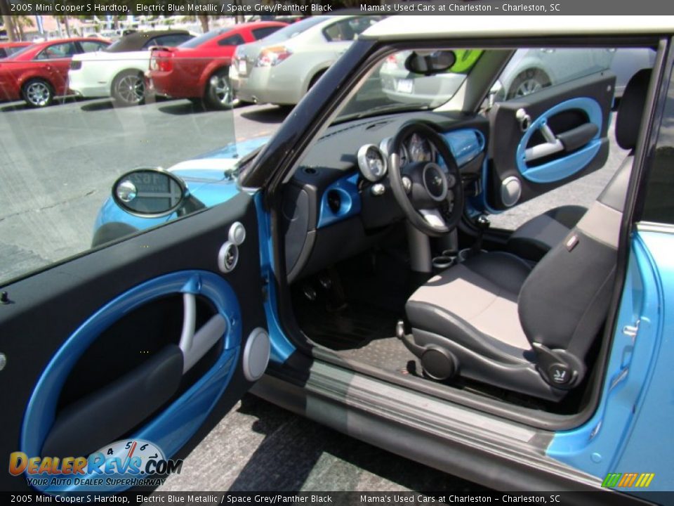 2005 Mini Cooper S Hardtop Electric Blue Metallic / Space Grey/Panther Black Photo #9