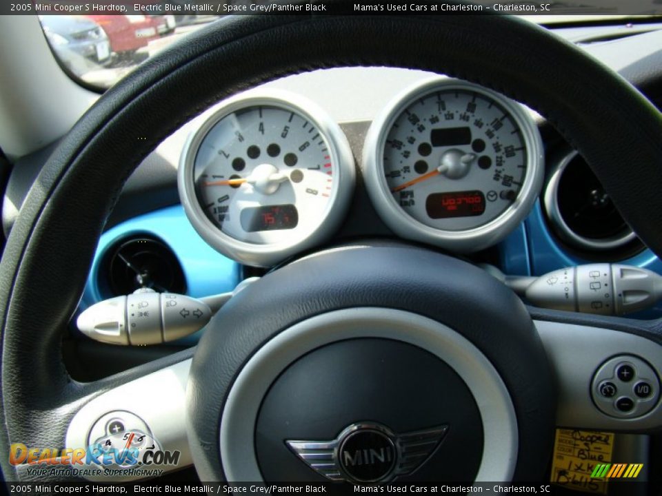 2005 Mini Cooper S Hardtop Electric Blue Metallic / Space Grey/Panther Black Photo #15