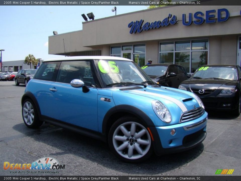 2005 Mini Cooper S Hardtop Electric Blue Metallic / Space Grey/Panther Black Photo #22