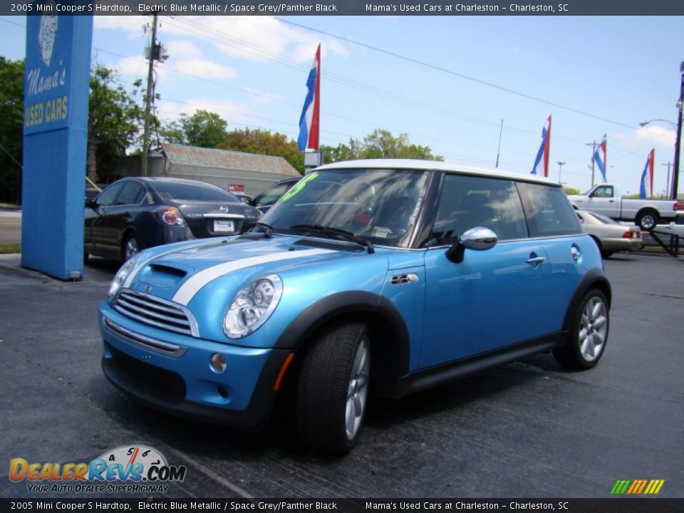 2005 Mini Cooper S Hardtop Electric Blue Metallic / Space Grey/Panther Black Photo #23