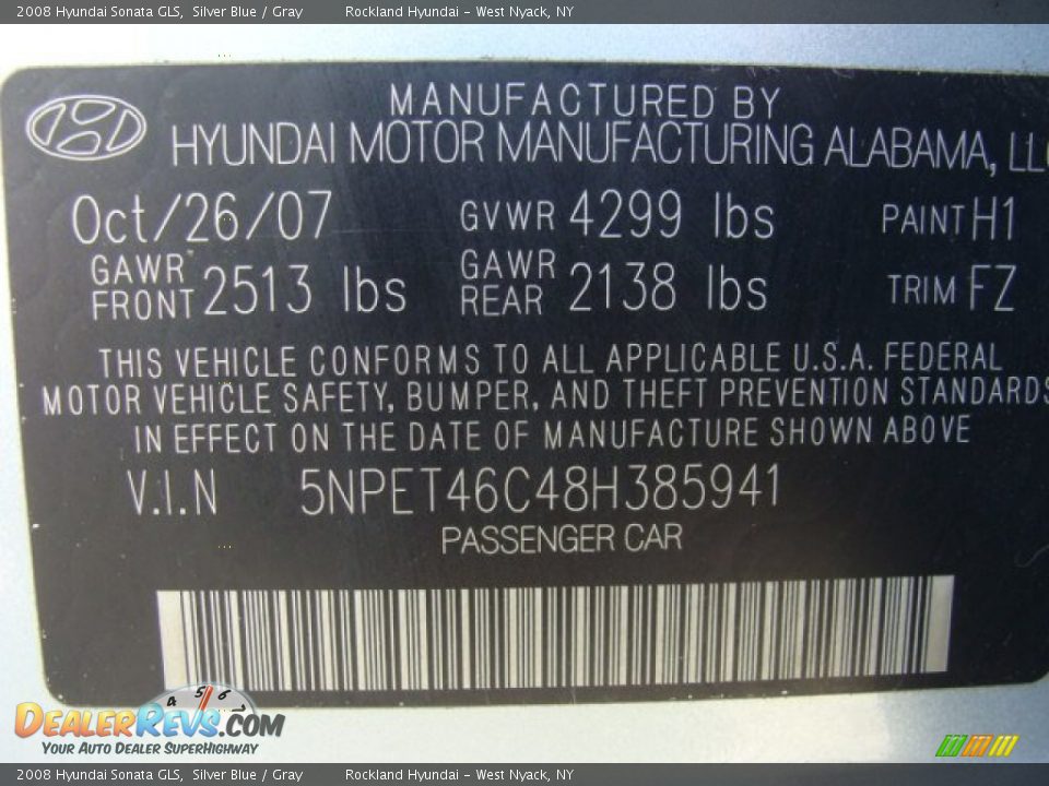 2008 Hyundai Sonata GLS Silver Blue / Gray Photo #28