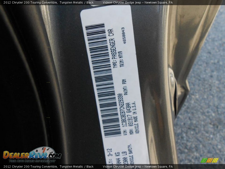 2012 Chrysler 200 Touring Convertible Tungsten Metallic / Black Photo #25
