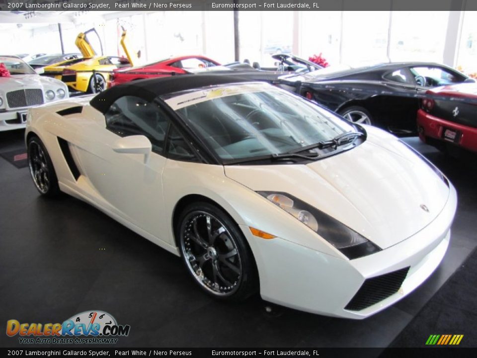 2007 Lamborghini Gallardo Spyder Pearl White / Nero Perseus Photo #2