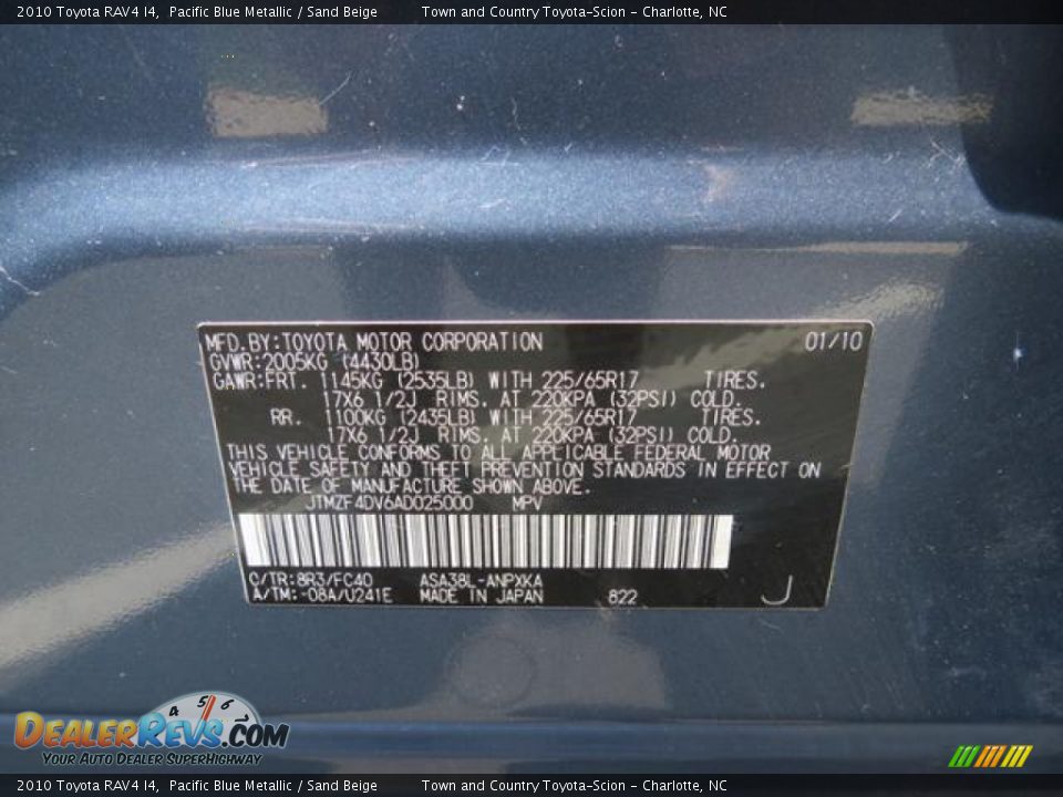 2010 Toyota RAV4 I4 Pacific Blue Metallic / Sand Beige Photo #9