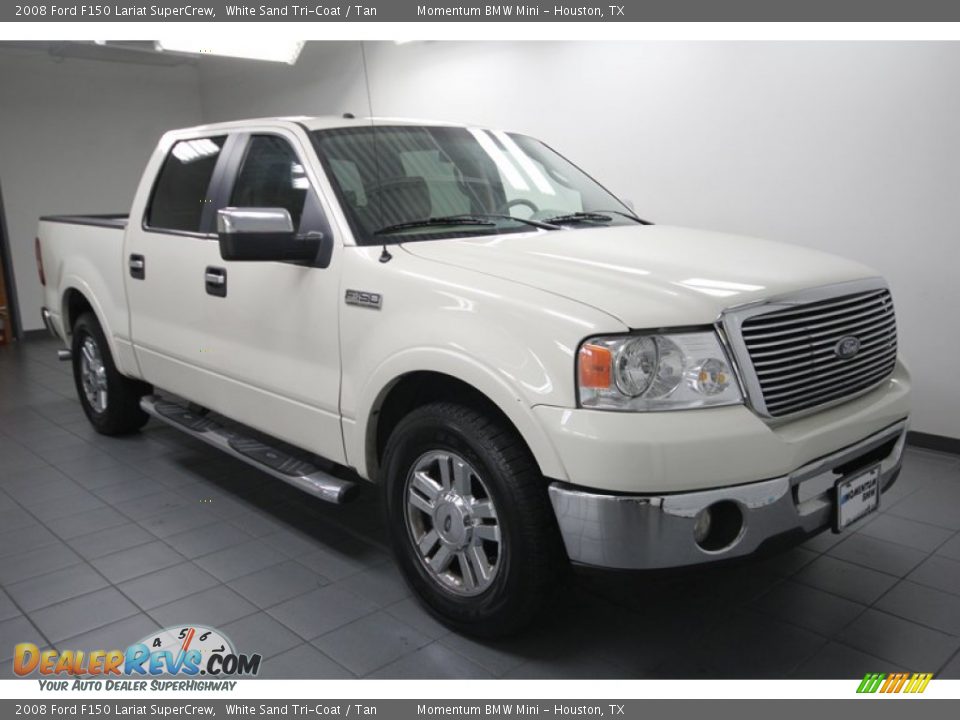 2008 Ford F150 Lariat SuperCrew White Sand Tri-Coat / Tan Photo #7