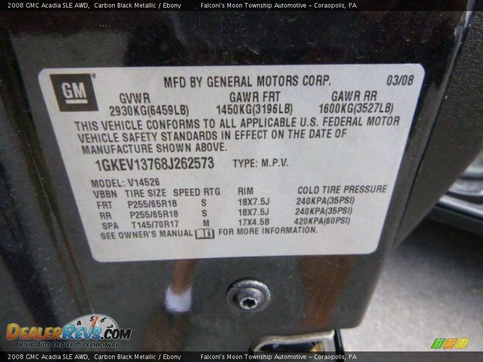 2008 GMC Acadia SLE AWD Carbon Black Metallic / Ebony Photo #24