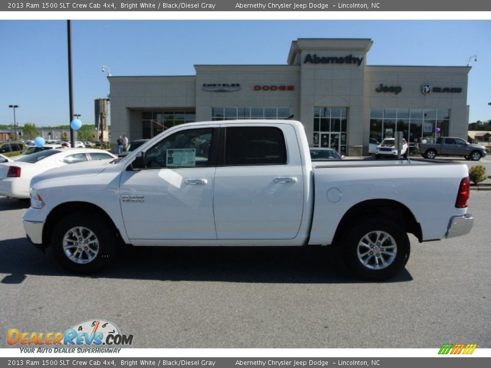 2013 Ram 1500 SLT Crew Cab 4x4 Bright White / Black/Diesel Gray Photo #3