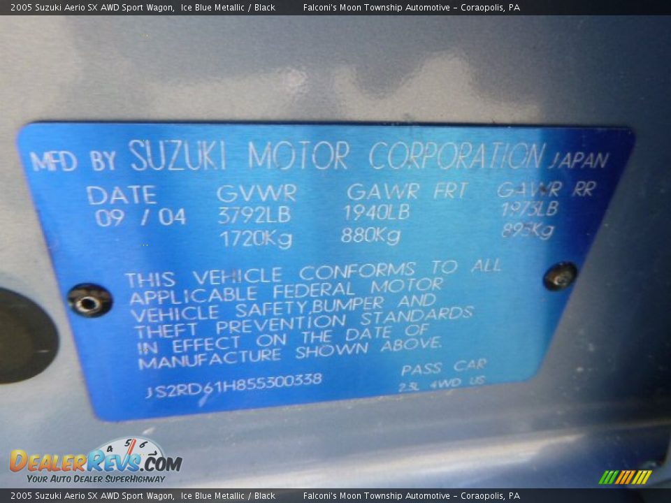 2005 Suzuki Aerio SX AWD Sport Wagon Ice Blue Metallic / Black Photo #24