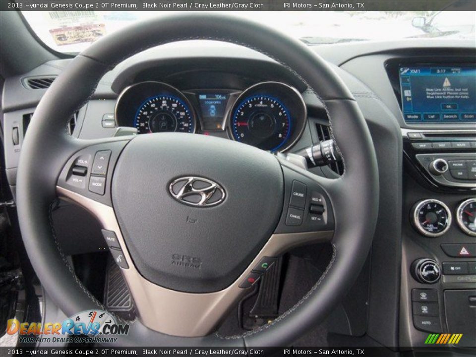 2013 Hyundai Genesis Coupe 2.0T Premium Black Noir Pearl / Gray Leather/Gray Cloth Photo #13