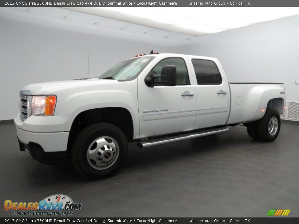Front 3/4 View of 2013 GMC Sierra 3500HD Denali Crew Cab 4x4 Dually Photo #1