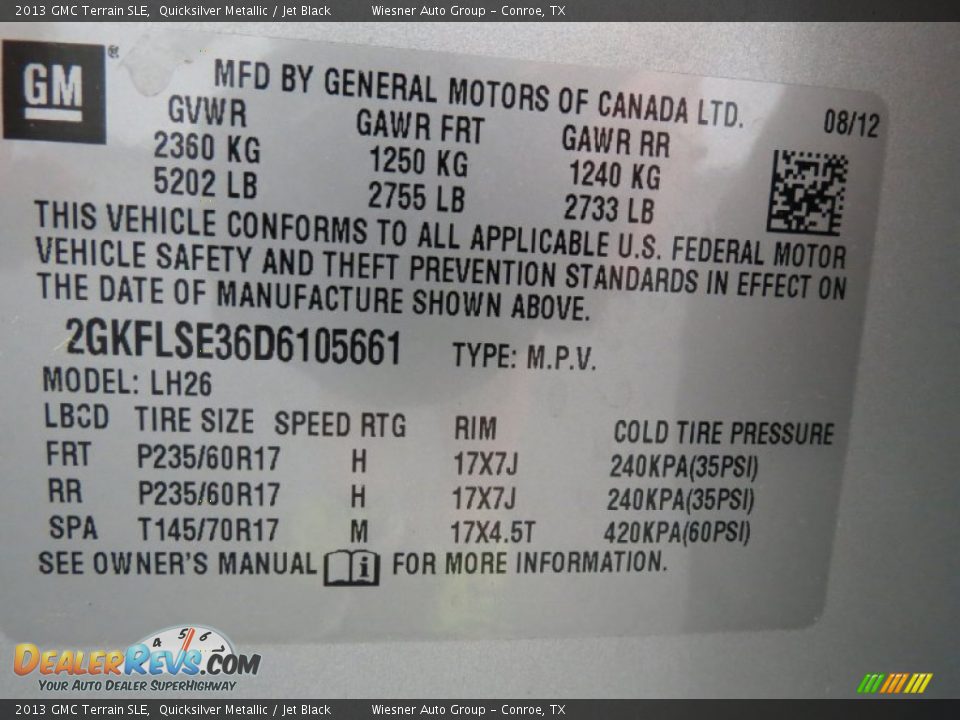 2013 GMC Terrain SLE Quicksilver Metallic / Jet Black Photo #6