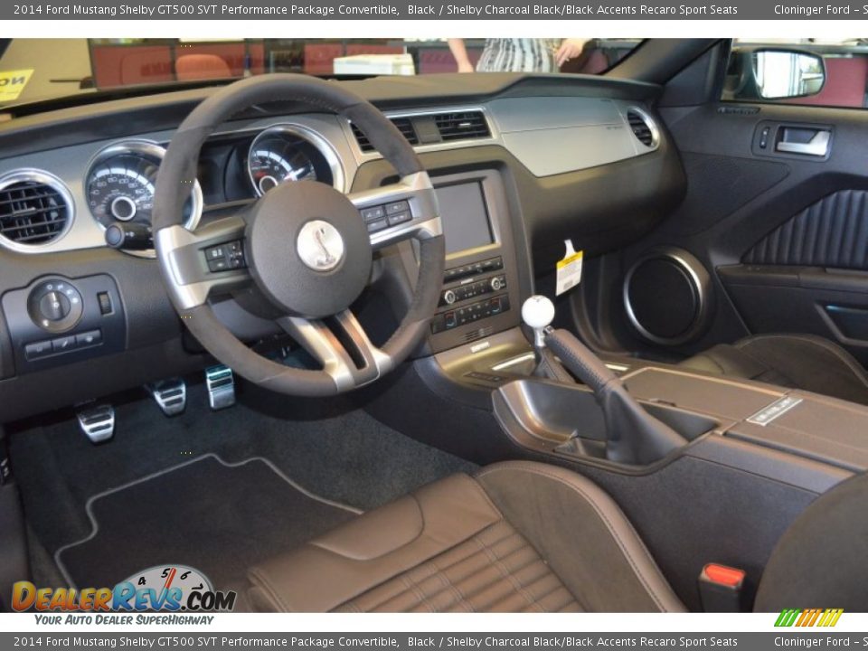 Shelby Charcoal Black/Black Accents Recaro Sport Seats Interior - 2014 Ford Mustang Shelby GT500 SVT Performance Package Convertible Photo #13