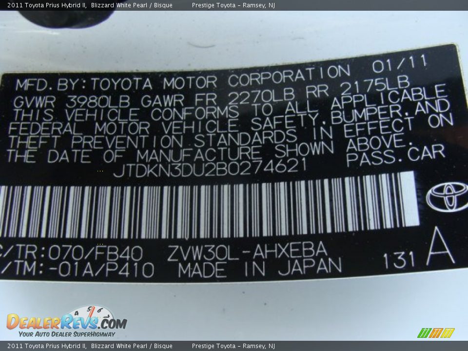2011 Toyota Prius Hybrid II Blizzard White Pearl / Bisque Photo #15