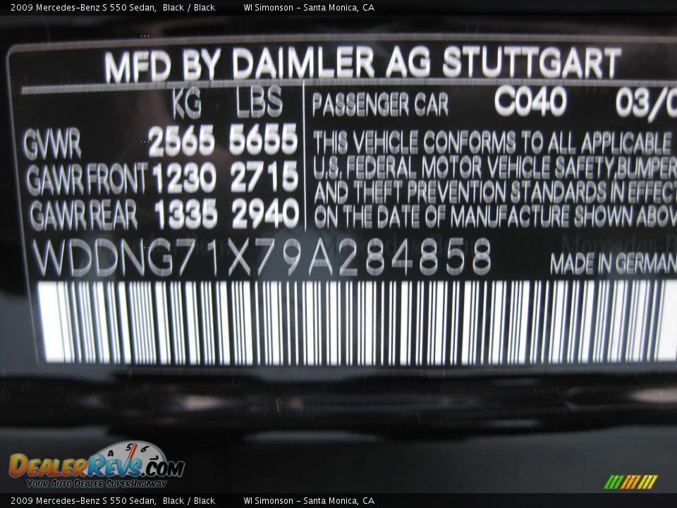 2009 Mercedes-Benz S 550 Sedan Black / Black Photo #25