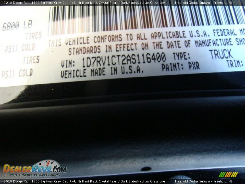 2010 Dodge Ram 1500 Big Horn Crew Cab 4x4 Brilliant Black Crystal Pearl / Dark Slate/Medium Graystone Photo #14