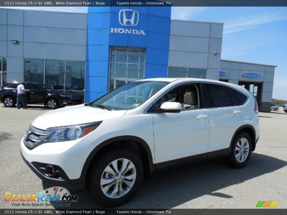 2013 Honda CR-V EX AWD White Diamond Pearl / Beige Photo #1