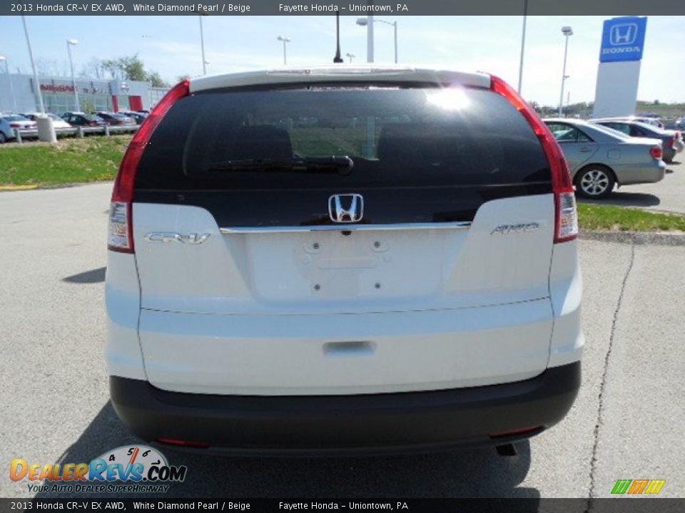 2013 Honda CR-V EX AWD White Diamond Pearl / Beige Photo #3