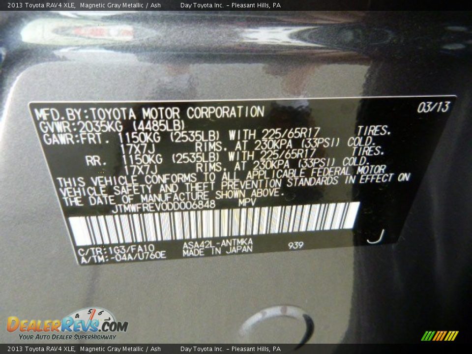 2013 Toyota RAV4 XLE Magnetic Gray Metallic / Ash Photo #19