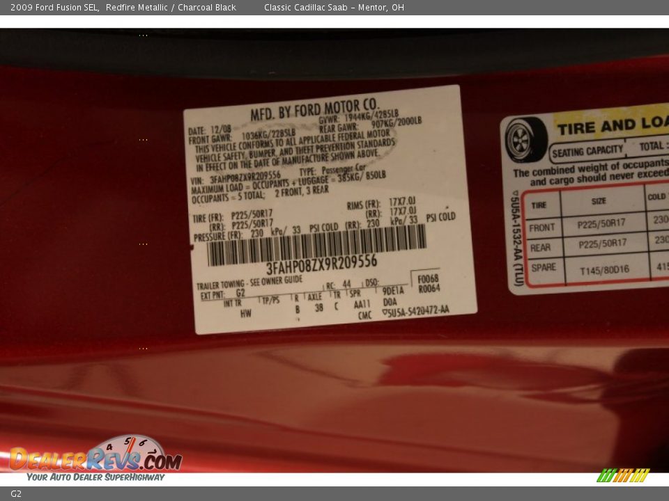 Ford Color Code G2 Redfire Metallic