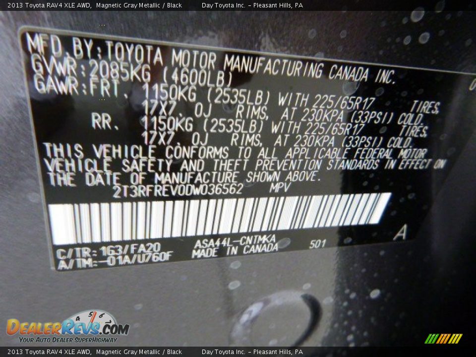 2013 Toyota RAV4 XLE AWD Magnetic Gray Metallic / Black Photo #19