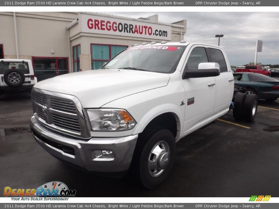 2011 Dodge Ram 3500 HD Laramie Crew Cab 4x4 Chassis Bright White / Light Pebble Beige/Bark Brown Photo #1