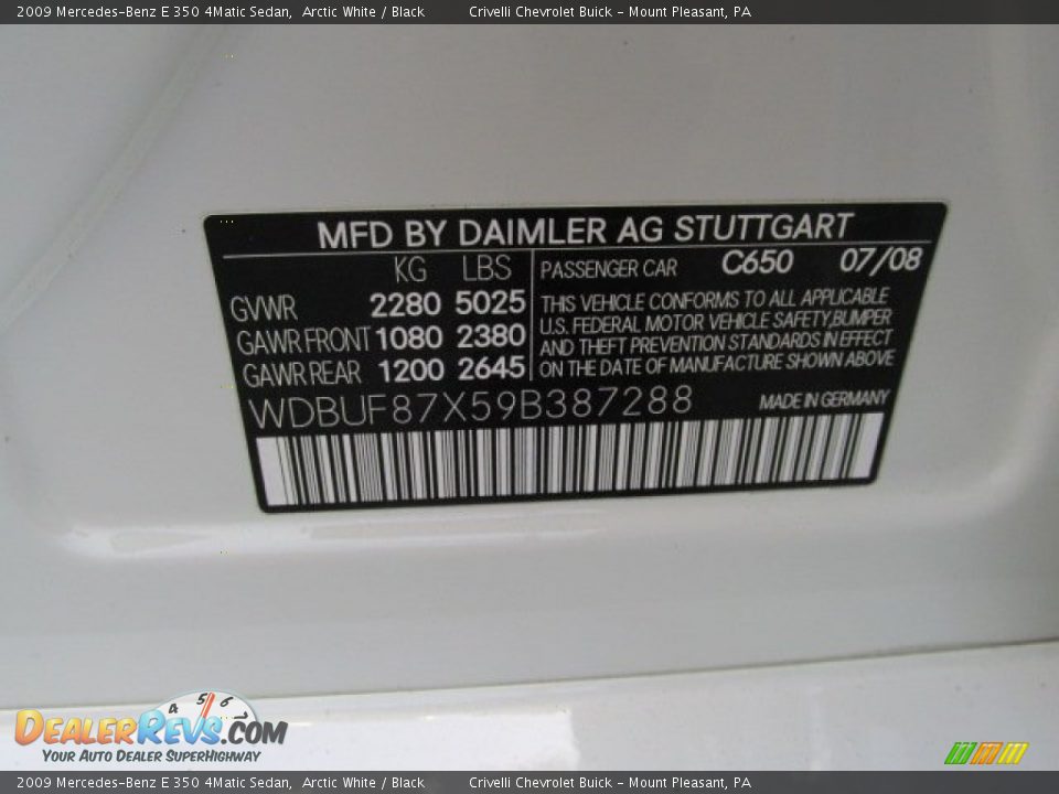 2009 Mercedes-Benz E 350 4Matic Sedan Arctic White / Black Photo #34