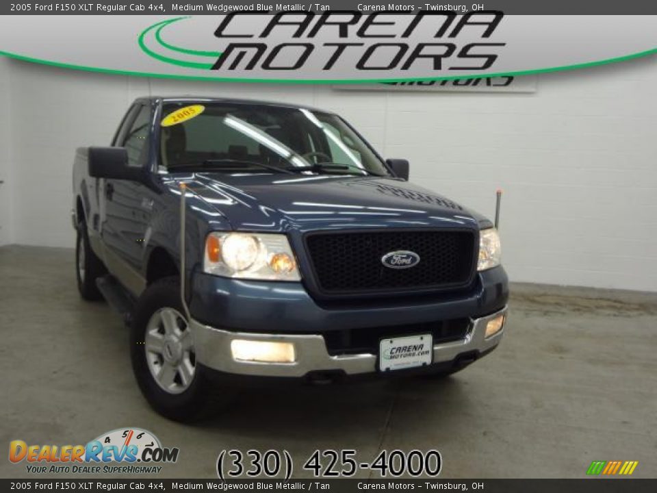 2005 Ford F150 XLT Regular Cab 4x4 Medium Wedgewood Blue Metallic / Tan Photo #1