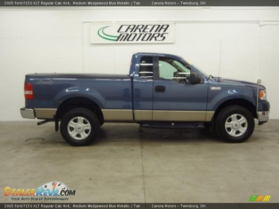 2005 Ford F150 XLT Regular Cab 4x4 Medium Wedgewood Blue Metallic / Tan Photo #5