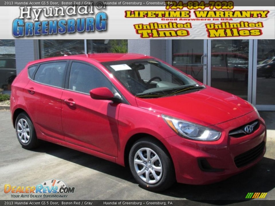 2013 Hyundai Accent GS 5 Door Boston Red / Gray Photo #1