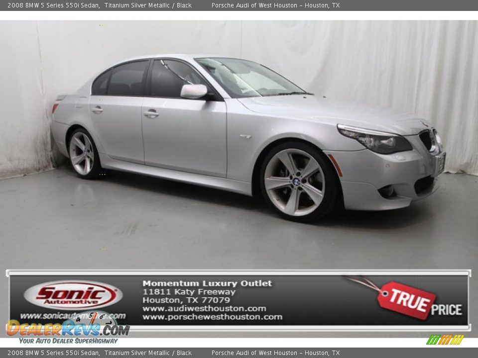 2008 BMW 5 Series 550i Sedan Titanium Silver Metallic / Black Photo #1