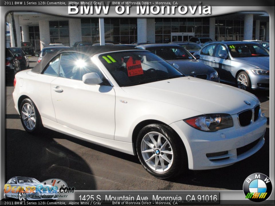2011 BMW 1 Series 128i Convertible Alpine White / Gray Photo #1