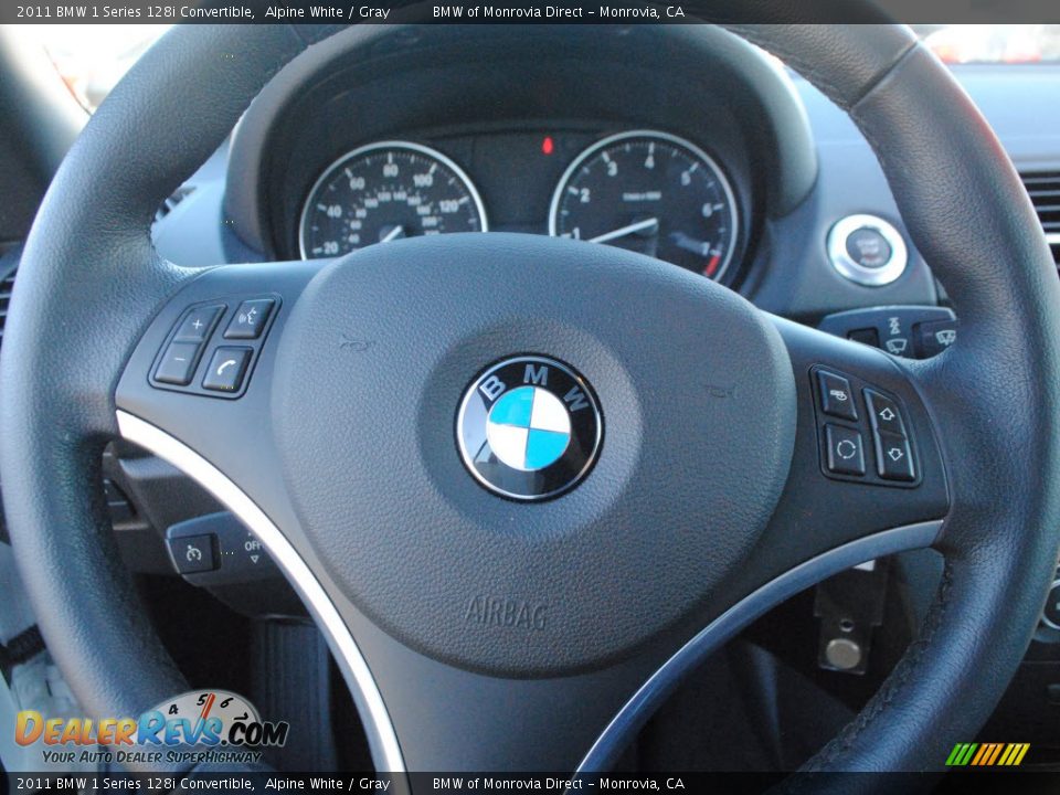 2011 BMW 1 Series 128i Convertible Alpine White / Gray Photo #16