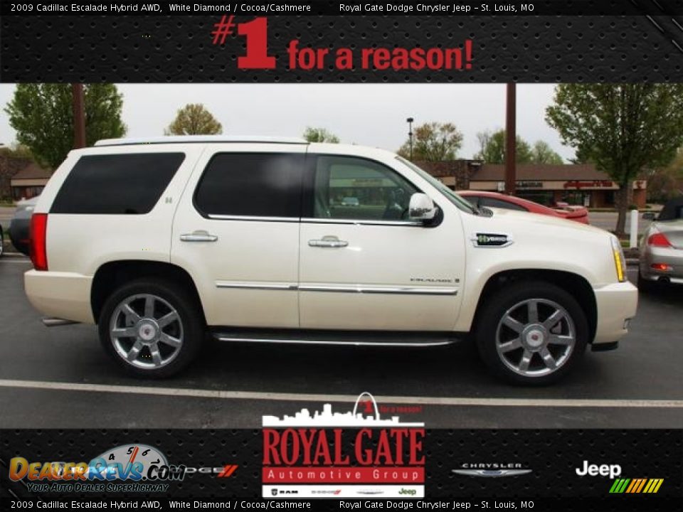 2009 Cadillac Escalade Hybrid AWD White Diamond / Cocoa/Cashmere Photo #1