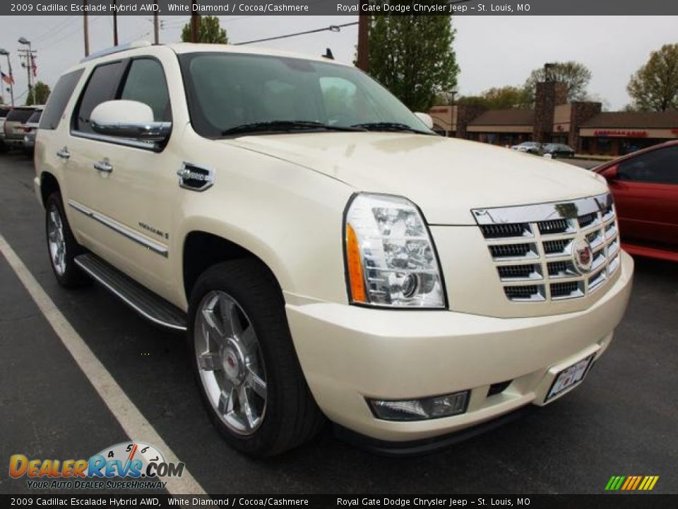 2009 Cadillac Escalade Hybrid AWD White Diamond / Cocoa/Cashmere Photo #2
