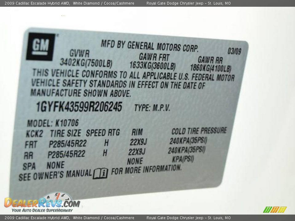 2009 Cadillac Escalade Hybrid AWD White Diamond / Cocoa/Cashmere Photo #19