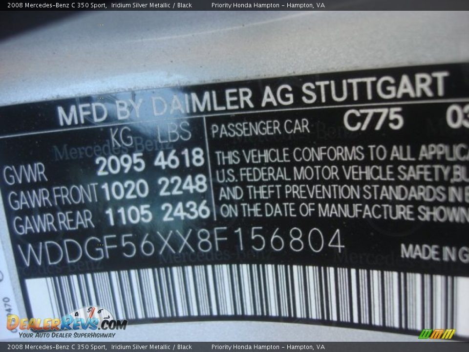 2008 Mercedes-Benz C 350 Sport Iridium Silver Metallic / Black Photo #33