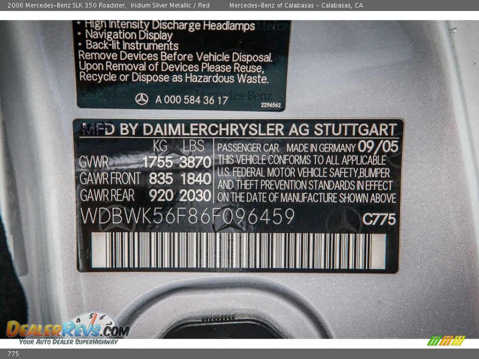 775 - 2006 Mercedes-Benz SLK